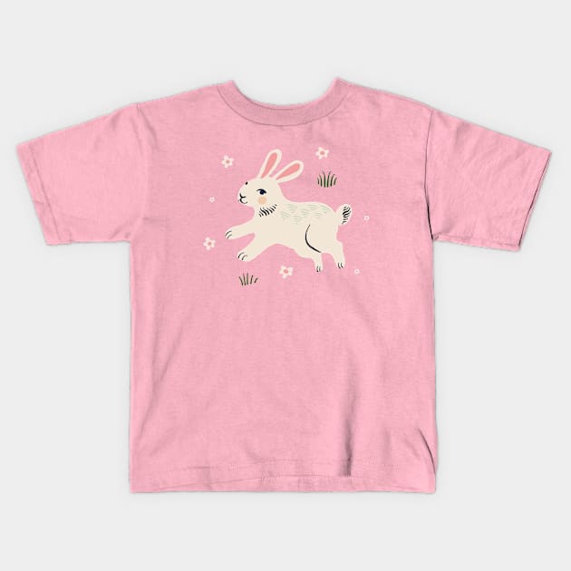 Rabbit and Daisies Kids T-Shirt by Rebelform